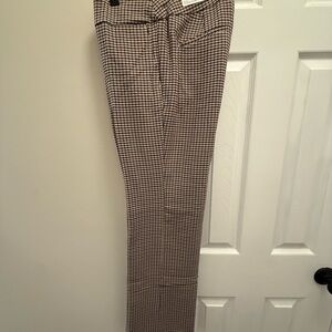 LOFT Women's Checkered Straight Leg Pants - Black and White